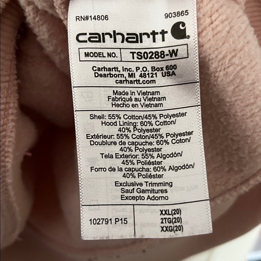 Carhartt Light Pink Hoodie with Logo - Picture 6 of 6